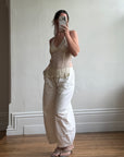 Vintage Y2K Beaded Silk Halter Top Ivory