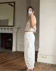Vintage 90s Silk Ruffle Embroidered Blouse Creme