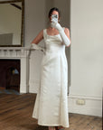 Vintage 90s White Satin Column Bridal Dress with Gloves