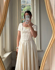 Vintage 90s Corset Satin Bridal Gown with Petite Rosettes