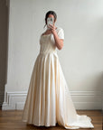 Vintage 90s Corset Satin Bridal Gown with Petite Rosettes
