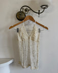 Vintage Y2K Beaded Silk Halter Top Ivory