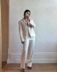 Vintage 90s Cream Pinstripe Tailored Suit