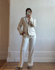 Vintage 90s Cream Pinstripe Tailored Suit