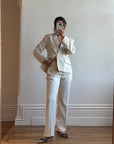 Vintage 90s Cream Pinstripe Tailored Suit