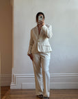 Vintage 90s Cream Pinstripe Tailored Suit