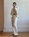 Vintage 90s Cream Pinstripe Tailored Suit