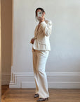 Vintage 90s Cream Pinstripe Tailored Suit