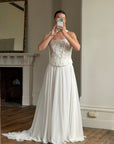Vintage 90s Italian Sheer Embellished Bridal Bodice and Chiffon Skirt Set