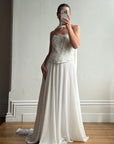 Vintage 90s Italian Sheer Embellished Bridal Bodice and Chiffon Skirt Set