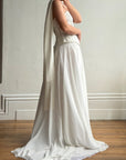 Vintage 90s Italian Sheer Embellished Bridal Bodice and Chiffon Skirt Set