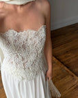 Vintage 90s Italian Sheer Embellished Bridal Bodice and Chiffon Skirt Set