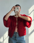 Vintage 40s Fringed Tie Jacket Scarlet Red
