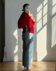 Vintage 40s Fringed Tie Jacket Scarlet Red