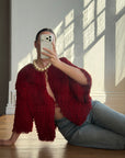 Vintage 40s Fringed Tie Jacket Scarlet Red