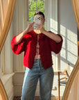 Vintage 40s Fringed Tie Jacket Scarlet Red