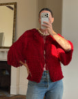 Vintage 40s Fringed Tie Jacket Scarlet Red