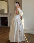 Vintage 80s Silk Dupion Puff Sleeve Bow Wedding Dress