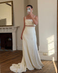 Vintage Italian 90s Minimalist Dress With Train