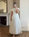 Vintage 60s Lace Puff Sleeve Wedding Dress with Bows