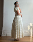 Vintage 60s Lace Puff Sleeve Wedding Dress with Bows