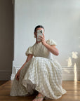 Vintage 60s Lace Puff Sleeve Wedding Dress with Bows