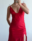 Vintage 90s Pure Silk Bias Tri Dress Scarlett