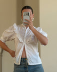 Vintage 90s Broderie Anglaise Cotton Lace Blouse