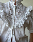 Vintage 90s Broderie Anglaise Cotton Lace Blouse