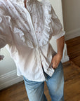 Vintage 90s Broderie Anglaise Cotton Lace Blouse
