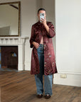 Vintage 60s Frog Closure Satin Brocade Mid Length Jacket Chocolate