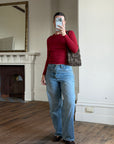 Vintage 90s Pure Wool Knit Top Deep Red