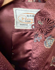 Vintage 60s Frog Closure Satin Brocade Mid Length Jacket Chocolate