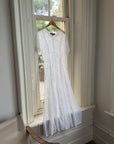 Vintage 80s Pleated Lace Tee Dress Ivory