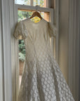 Vintage 60s Lace Puff Sleeve Wedding Dress with Bows