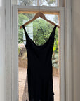 Vintage 90s Asymmetrical Beaded Fringe Cowl Dress