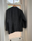 Vintage 70s Grey Herringbone Tweed Longline Blazer