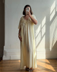 Vintage 80s Creme Lace Peignoir and Slip Set