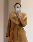 Vintage 90s Suede Fur Penny Lane Caramel