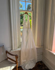 Vintage 90s Draped Satin Sequin Halter Wedding Gown