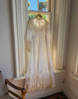 Vintage 60s Lace Yoke Pintuck Embroidered Prairie Wedding Dress