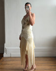 Vintage Y2K Velvet Chiffon Butterfly Print Handkerchief Hem Dress