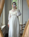 Vintage 60s Lace Yoke Pintuck Embroidered Prairie Wedding Dress