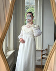 Vintage 60s Lace Yoke Pintuck Embroidered Prairie Wedding Dress