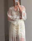 Vintage Y2K Sheer Victoria's Secret Lace Applique Tie Robe