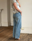 Vintage Y2K Silver Mandalay Satin Beaded Lace Appliqué Top
