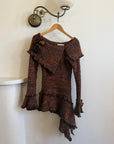 Vintage 90s Chunky Knit Fairy Top with Flowers Rust