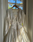 Vintage 90s Australian Made Satin Rosette Basque Waist Ballgown