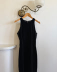 Vintage 90s Velvet Open Back Minimalist Maxi Dress