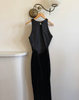 Vintage 90s Velvet Open Back Minimalist Maxi Dress